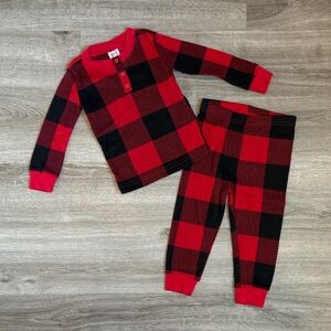 PJ Place baby boys red/black plaid pajama set